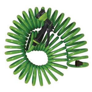 50 Foot Coil Hose with ABS threads and 8 Pattern Nozzle